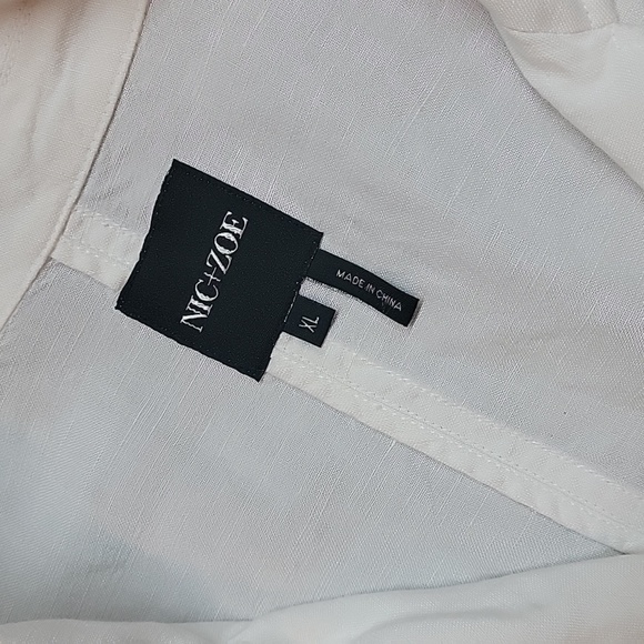 Nic + Zoe Fall Linen Rayon Bomber Motorcycle White Jacket Outerwear Size XL - Picture 11 of 12